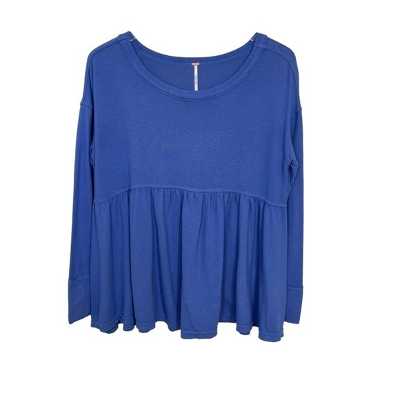 Free People “Forever Your Girl” Cobalt Blue Babydoll Top Size XS - Picture 3 of 13